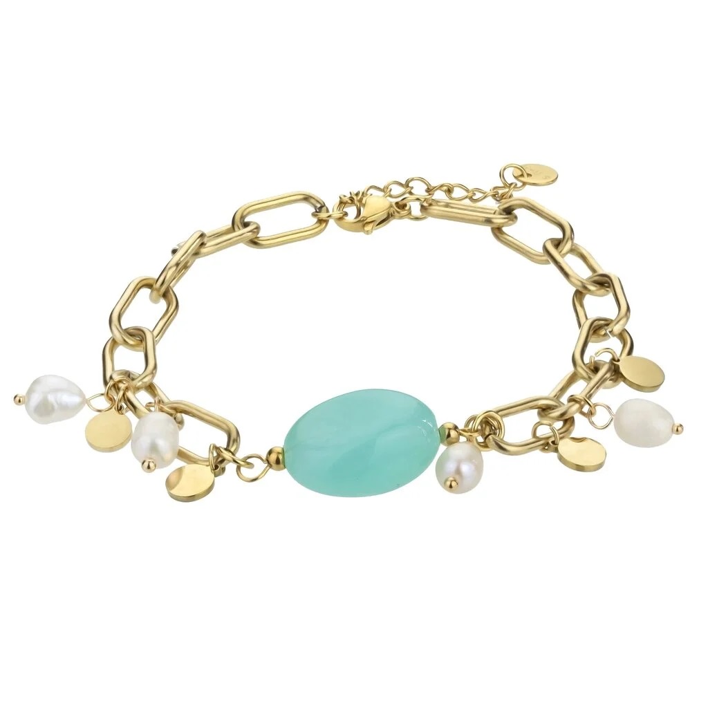 Marc Malone Pozlátený dvojitý náramok Elizabeth Blue Bracelet MCB23007G.