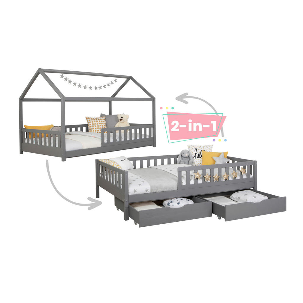 MID.YOU POSTEĽ S ÚLOŽNÝM PRIESTOROM, 100/200 cm svetlosivá.