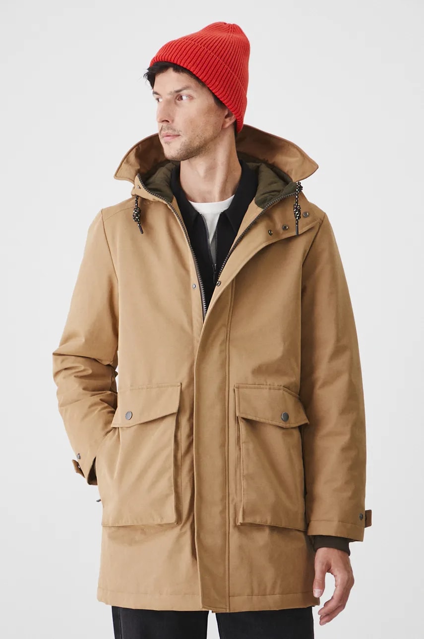 Bunda parka Medicine pánska, béžová farba, zimná.