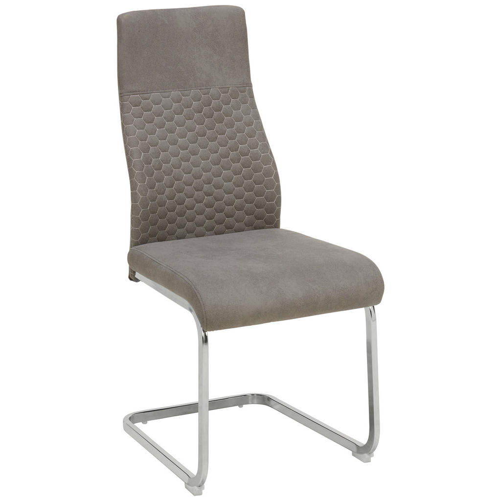 Ti'me STOLIČKA S PRUŽNÝM PODNOŽÍM, tkaná textília, sivá, chrómová.