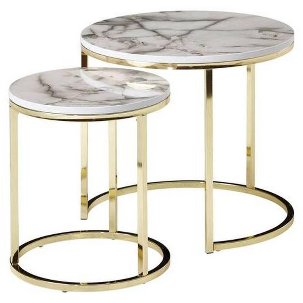 MID.YOU SADA PRÍRUČNÝCH STOLÍKOV, biela, zlatá.