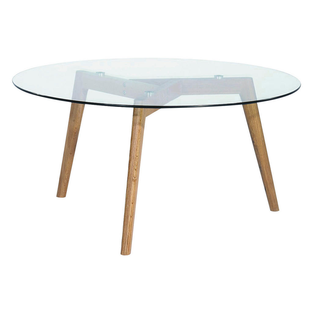 Carryhome KONFERENČNÝ STOLÍK, číra, farba duba, drevo, sklo, 90/90/45 cm.