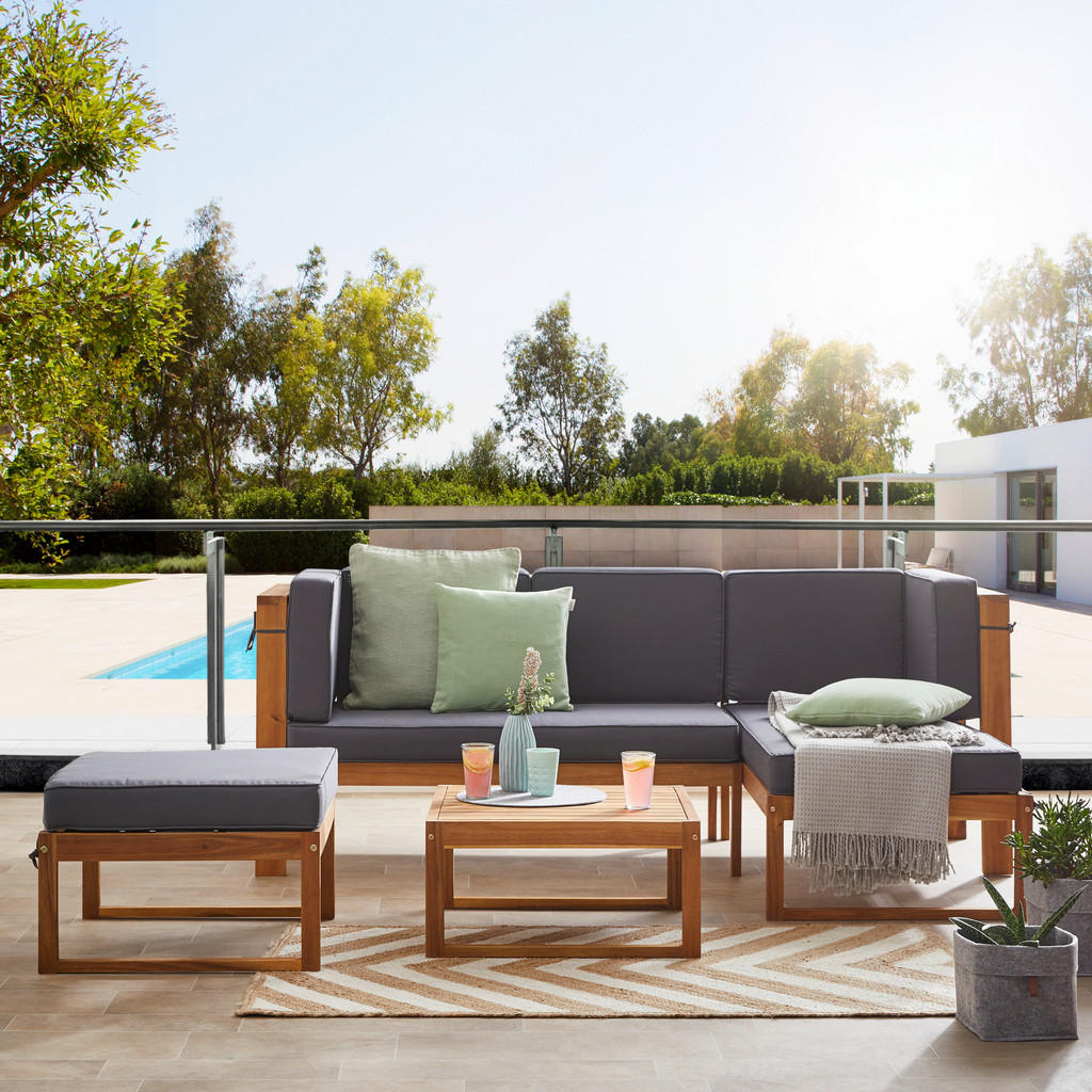 Ambia Garden TERASOVÁ SEDACIA SÚPRAVA 4-dielne, drevo, textil.