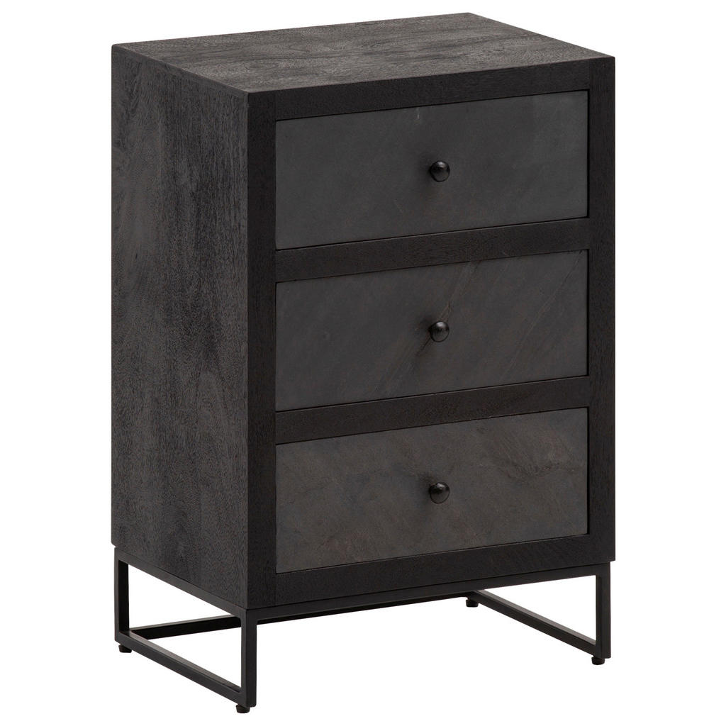 MID.YOU NOČNÝ STOLÍK, mangové drevo, čierna, 40/60/30 cm.