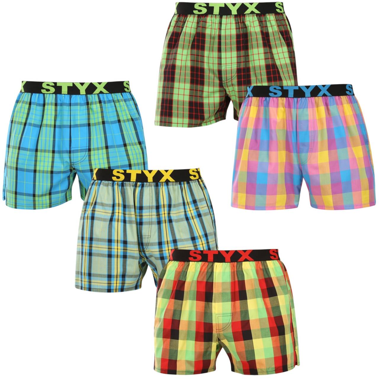 5PACK moške široke boksarice Styx športna guma večbarvne (5B110105) M.
Iščete kratke hlače, ki združujejo slog, udobje in vrhunsko kakovost?
Kakovostni bombaž za popolno udobje
Kratke hlače so izdelane iz vrhunskega 100-odstotnega bombaža, ki ni le mehak na otip, ampak tudi odlično diha.
Klasičen kroj in sodoben videz
Zaradi ohlapnega kroja se boste v teh kratkih hlačah počutili povsem udobno, saj zagotavljajo veliko prostora za naravno gibanje.
Zakaj bi vsekakor morali preizkusiti kratke hlače Styx

100-odstotni bombaž za največje udobje: Kratke hlače so izdelane iz visokokakovostnega bombaža, ki je mehak, zračen in prijazen do kože, kar zagotavlja udobje ves dan.
Športna tkana guma: Čvrsta, a udobna elastika z logotipom Styx drži hlače na mestu, ne da bi se neprijetno zarezala ali razrahljala.
Češka proizvodnja in kakovostna izdelava: Styx je tradicionalna češka blagovna znamka, ki se ponaša z natančno izdelavo, vzdržljivostjo in dolgo življenjsko dobo izdelka.

Češka blagovna znamka Styx ponuja zabavo in vrhunsko kakovost
Spodnje perilo Styx je še posebej priljubljeno pri tistih, ki jim je pomembna individualnost.
Kako skrbeti za kratke hlače Styx?
Če želite, da bodo vaše kratke hlače dolgo ostale v odlični kondiciji, vam priporočamo naslednje nasvete.

Pralnica: Priporočamo pranje pri 30 °C, da bombaž ohrani mehkobo in barve ostanejo bogate.
Sušilni stroj: Sušenje v sušilnem stroju ni priporočljivo, da se material ne skrči.
Likanje: Bombaž lahko likate, vendar priporočamo nižjo temperaturo, da ne poškodujete tkanine.

Nasvet: Postanite strokovnjak za vzdrževanje spodnjega perila z z nasveti v našem članku in svojim najljubšim kosom zagotovite nego, ki si jo zaslužijo.