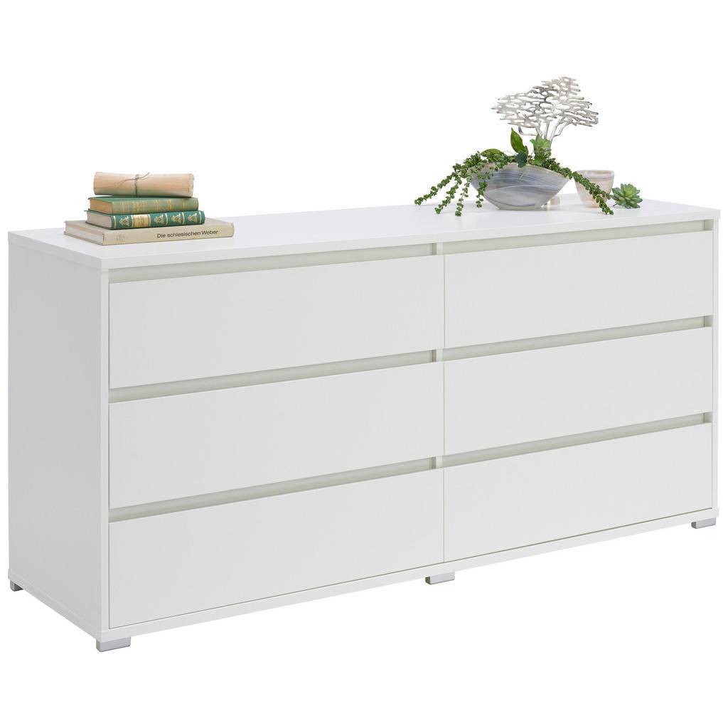 Carryhome ŠIROKÁ KOMODA, biela, 160/79/48 cm.
