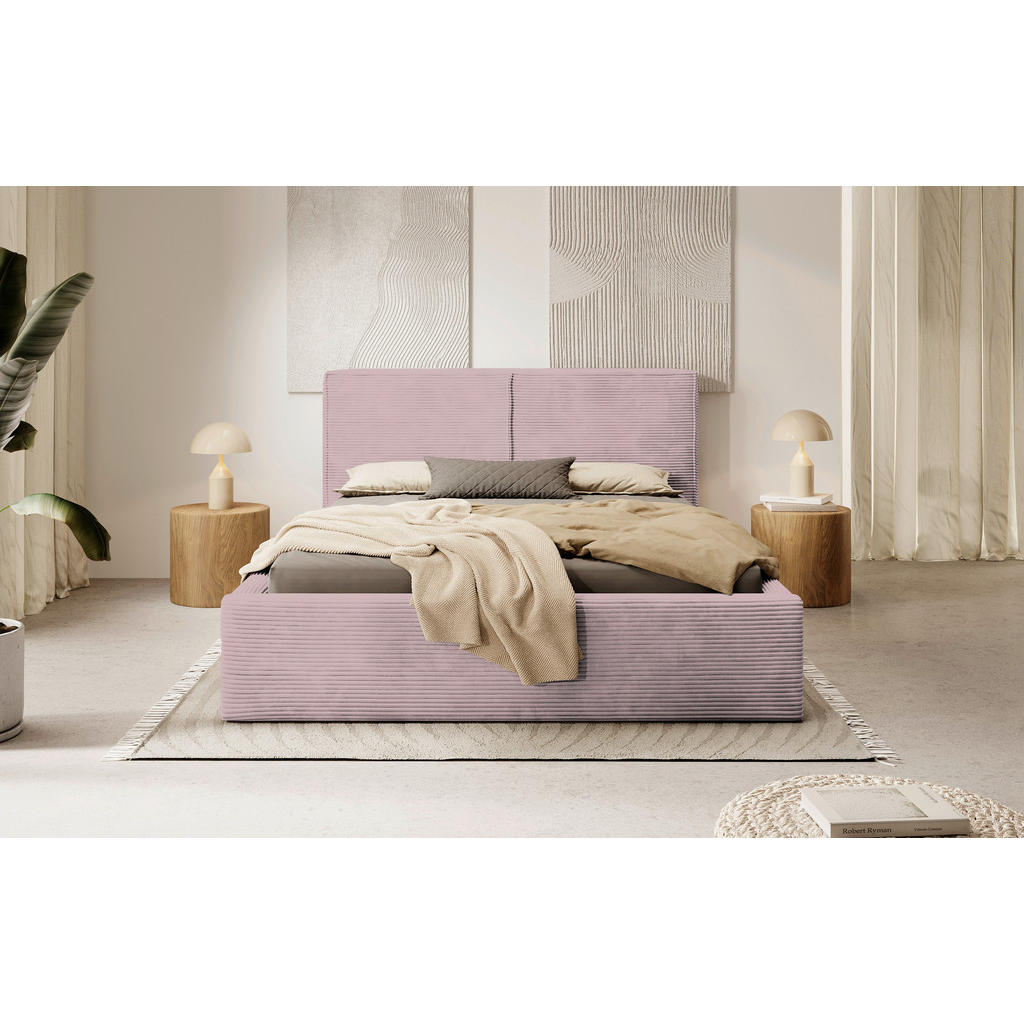 MID.YOU ČALÚNENÁ POSTEĽ, 180/200 cm, ružová.
