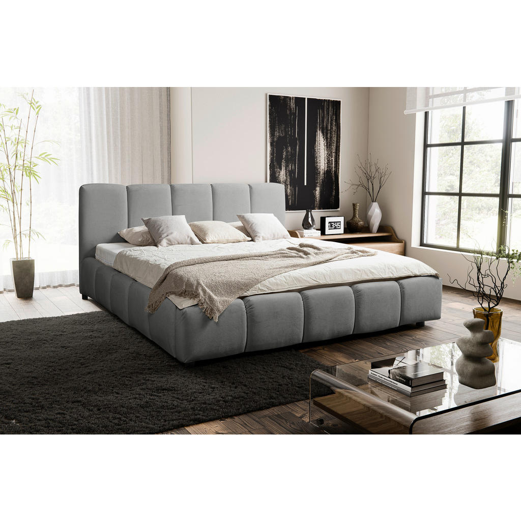 MID.YOU ČALÚNENÁ POSTEĽ, 180/200 cm, sivá.