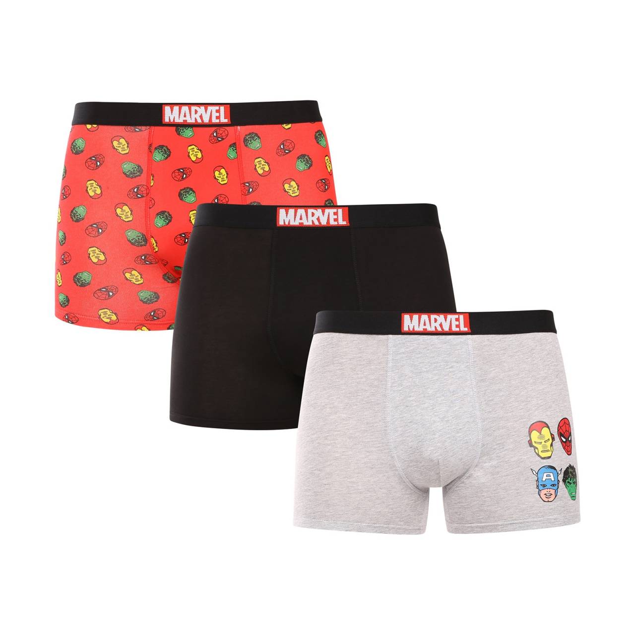 3PACK pánske boxerky Marvel viacfarebné (PO39683/2) L, trenky.
Oživte svoj šatník týmito štýlovými pánskymi boxerkami, ktoré budú baviť každého muža.
Kvalitný materiál pre celodenné pohodlie
Boxerky sú vyrobené z kombinácie bavlny a elastanu, vďaka čomu sú príjemne mäkké a elastické.
Moderný dizajn a dokonalý strih
Boxerky majú dlhšia nohavičky, ktoré umožňujú maximálnu voľnosť pohybu a nikde sa nekrčia.
Prečo si tieto boxerky zamilujete

Pohodlný a kvalitný materiál: Kombinácia bavlny a elastanu zaručuje mäkkosť, priedušnosť a dokonale sa prispôsobí vášmu telu.
Štýlový dizajn: Originálny vzhľad poteší všetkých mužov, ktorí majú radi zábavu.
Dokonalý strih pre maximálne pohodlie: Dlhšia nohavičky a elastický pás poskytujú voľnosť pohybu a pohodlie počas celého dňa.

Ako sa starať o svoje nové boxerky
Aby si vaše obľúbené boxerky udržali čo najdlhšie skvelý tvar, dodržiavajte tieto odporúčania:

Pranie: Perte pri maximálnej teplote 40 °C s podobnými farbami.
Sušenie: Možno sušiť v sušičke pri nízkej teplote, ideálne je však sušenie vonku.
Žehlenie: V prípade potreby žehlite naruby pri nízkej teplote.

Tip: Staňte sa expertom na údržbu spodnej bielizne vďaka tipom v našom článku a doprajte svojim obľúbeným kúskom starostlivosť, ktorú si zaslúžia.