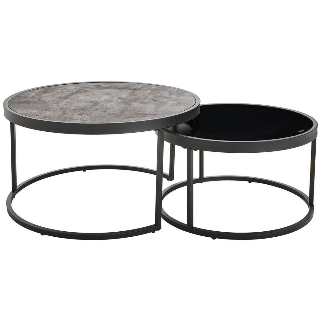 MID.YOU SADA KONFERENČNÝCH STOLÍKOV, sivá, čierna, kov, sklo, kompozitné drevo, 65-80/65-80/38-40 cm.