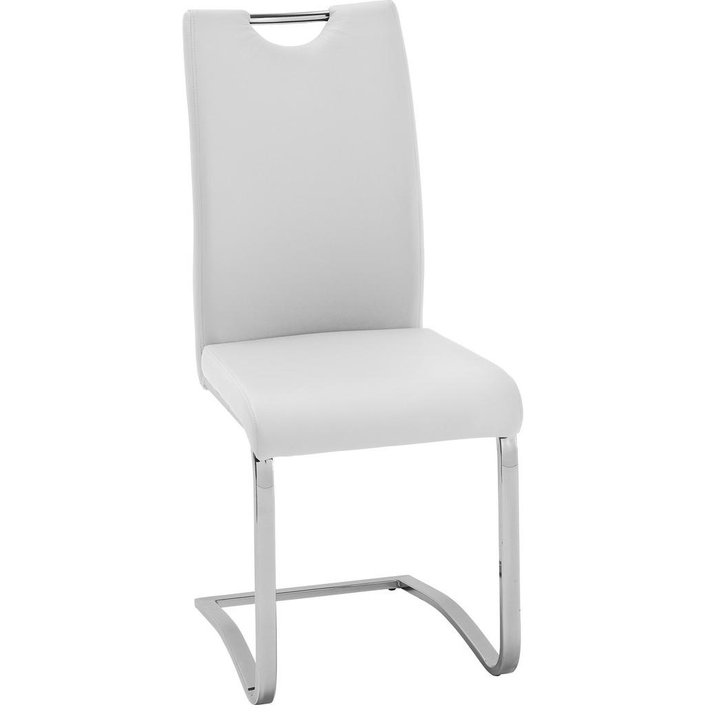 Carryhome STOLIČKA S PRUŽNÝM PODNOŽÍM, vzhľad kože, biela, chrómová.