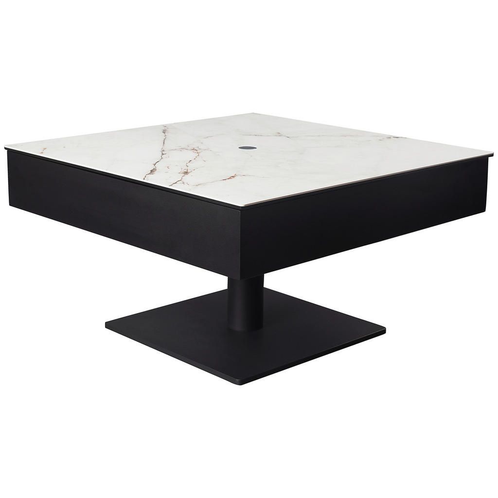 Dieter Knoll KONFERENČNÝ STOLÍK, čierna, biela, kov, sklo, keramika, kompozitné drevo, 75/75/42-57 cm.