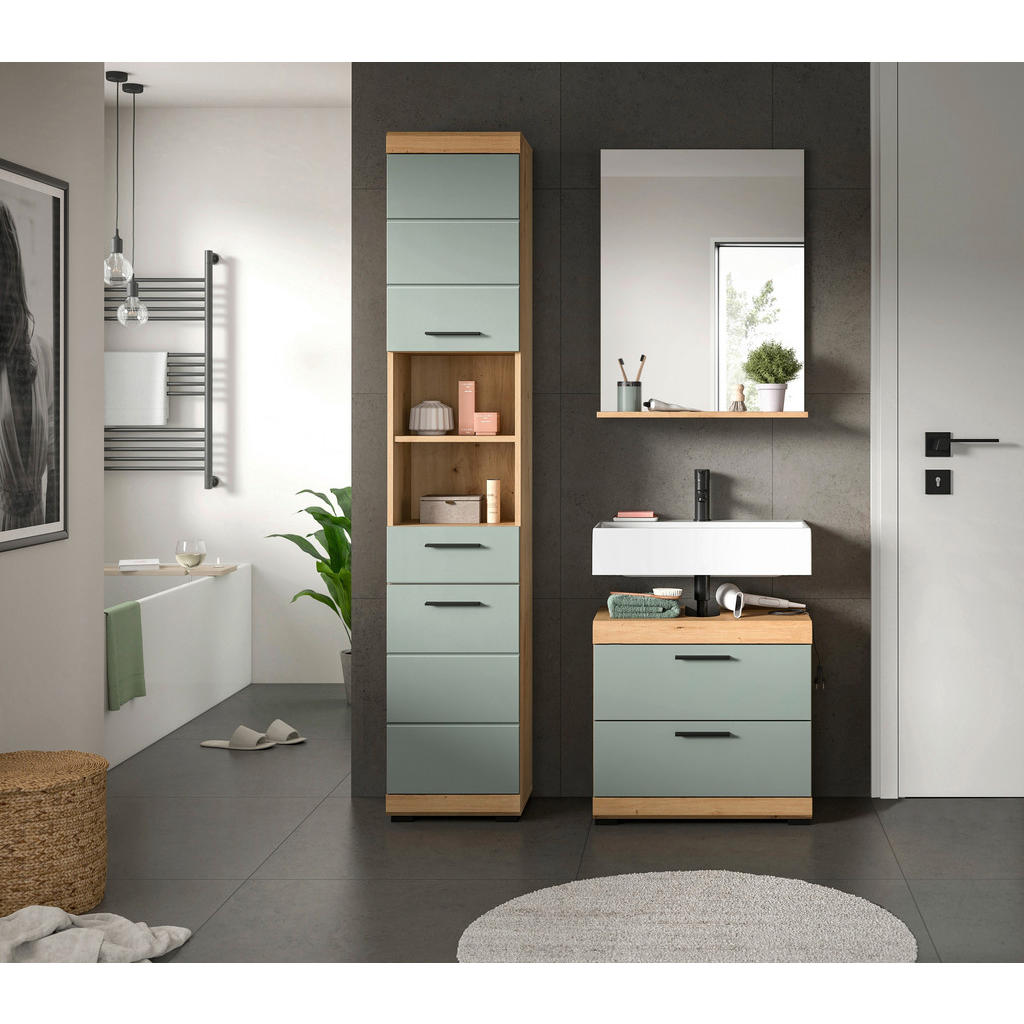 MID.YOU KÚPEĽŇA šalviovozelená, dub artisan.