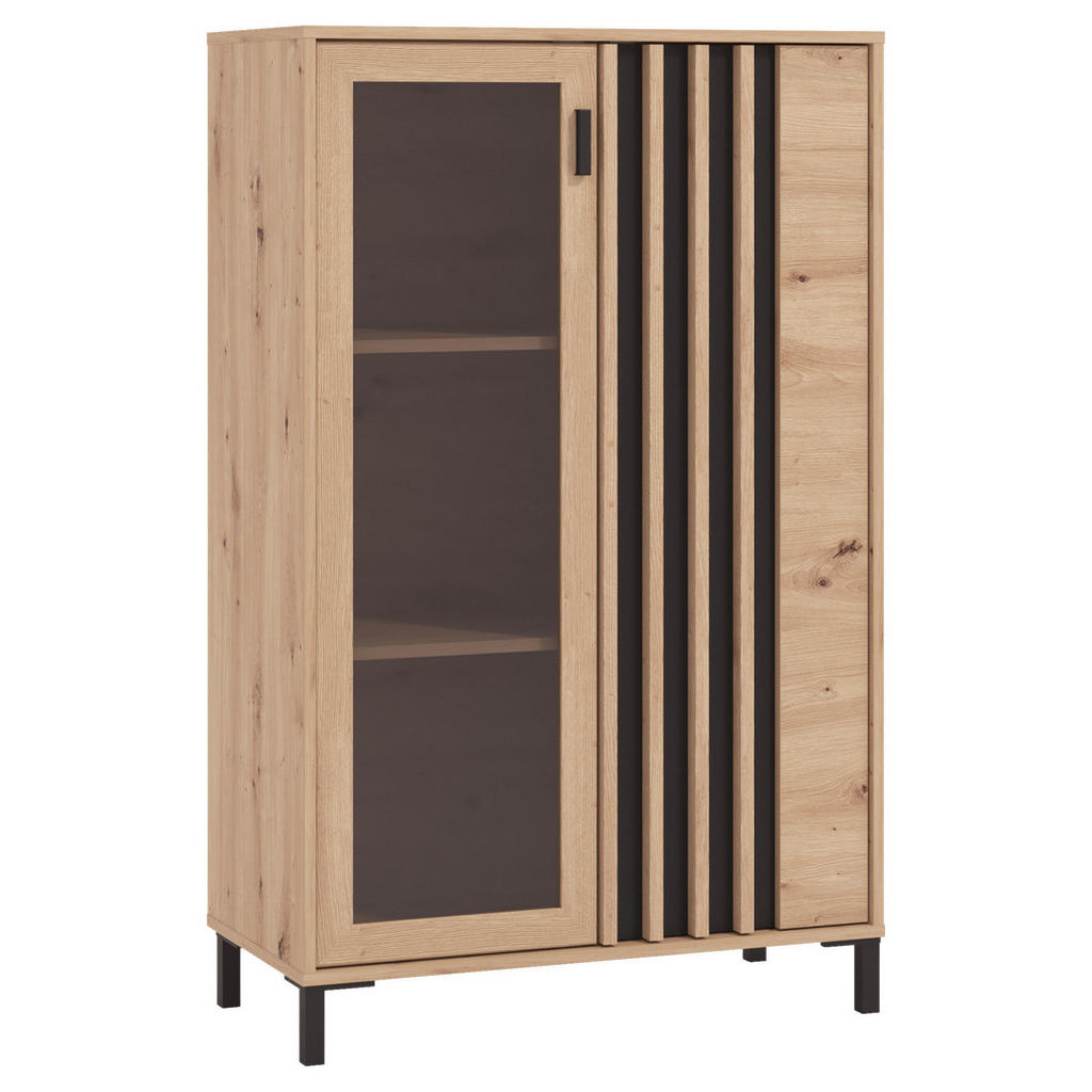 Hom`in VITRÍNA, čierna, dub artisan, 80/128,6/40 cm.