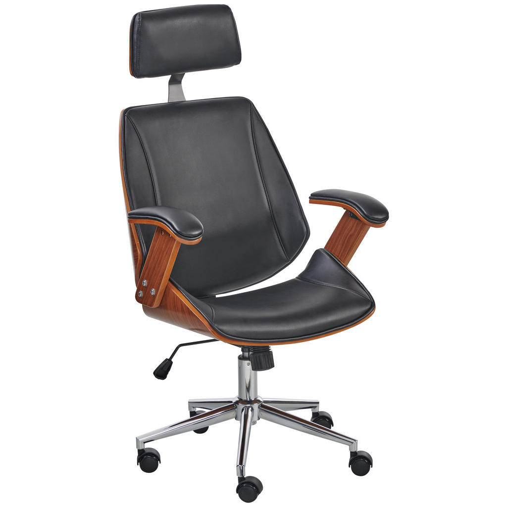 Livetastic KANCELÁRSKE KRESLO, vzhľad kože, čierna, chrómová, farba vlašského orecha.