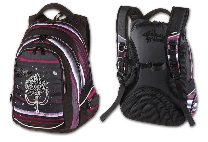 Studentský batoh dark romance.

Studentský batoh má tři hlavní kapsy.



	
		
			Parametr
			Popis
		
		
			Rozměry (š x h x v)
			32x24x44 cm
		
		
			Hmotnost
			1,25 kg
		
		
			Materiál
			420D Nylon Crinkled
		
		
			Záruka
			3 roky
		
		
			Určení
			Unisex
		
		
			Objem
			34 l
		
	





Škoní penál / pouzdro ze stejné kolekce naleznete níže v souvisejícím zboží.