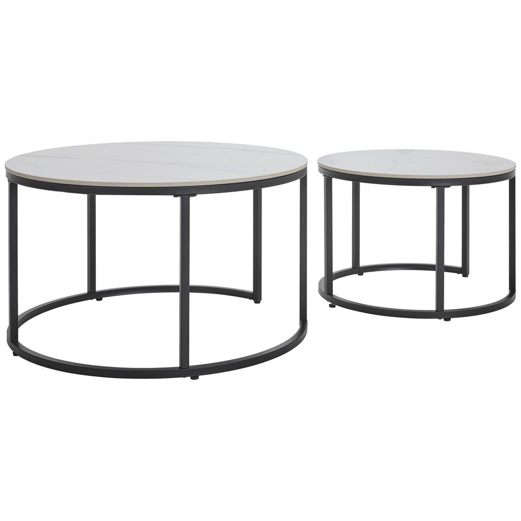 Livetastic SADA KONFERENČNÝCH STOLÍKOV, čierna, biela, kov, keramika, 80/60/46/40/80/60 cm.