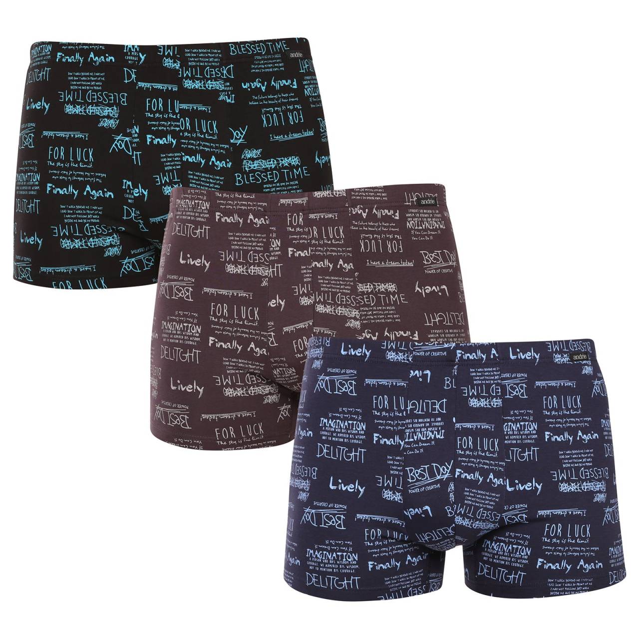 3PACK Herren Klassische Boxershorts Andrie mehrfarbig (PS 5787) L.
Sind Sie auf der Suche nach Unterwäsche, die Ihnen maximalen Komfort bietet , hochwertig verarbeitet ist und Sie gleichzeitig nicht mit ihrem Aussehen enttäuscht?
Hochwertiges Material, das sich gut trägt
Die Boxershorts sind aus einer bequemen Baumwollmischung mit einem Hauch von Elastan gefertigt.
Modernes Design und klassischer Stil
Die Boxershorts haben einen bequemen Schnitt mit längeren Beinen, was Sie im Alltag und bei längeren Trainingseinheiten zu schätzen wissen werden - es besteht keine Gefahr des Einlaufens oder Reibens.
Warum Andrie Boxershorts

Bequemer Schnitt mit längerem Bein: Sie sitzen gut und halten den ganzen Tag ihre Form, ohne zu drücken.
Elegantes Design: Ein verspieltes und doch geschmackvolles Design, das Ihnen einen Hauch von Flair verleiht.
Hochwertiges Material: Kombination aus Baumwolle und Elastan für ein ideales Verhältnis von Weichheit und Elastizität.

Andrie bietet tschechische Unterwäsche für Männer, die wissen, was sie wollen
Die Herren-Shorts Andrie zeichnen sich durch ihre angenehmen Materialien und die Qualität der Verarbeitung aus.
Pflegehinweise für Andrie Boxershorts für Männer
Damit Ihre Boxershorts lange in gutem Zustand bleiben, empfehlen wir Ihnen, die folgenden Pflegehinweise zu beachten.

Waschen: Wir empfehlen, die Boxershorts bei einer Temperatur von maximal 40 °C zu waschen.
Trocknen: Das Trocknen im Wäschetrockner wird nicht empfohlen, da die hohen Temperaturen die elastischen Fasern beschädigen und ein Schrumpfen verursachen können.
Bügeln: Falls erforderlich, können Sie die Boxershorts auf einer niedrigeren, für Baumwolle geeigneten Stufe bügeln.

Tip: Werden Sie ein Experte für die Pflege von Unterwäsche mit den Ratschlägen in unserem Artikel und geben Sie Ihren Lieblingsstücken die Pflege, die sie verdienen.