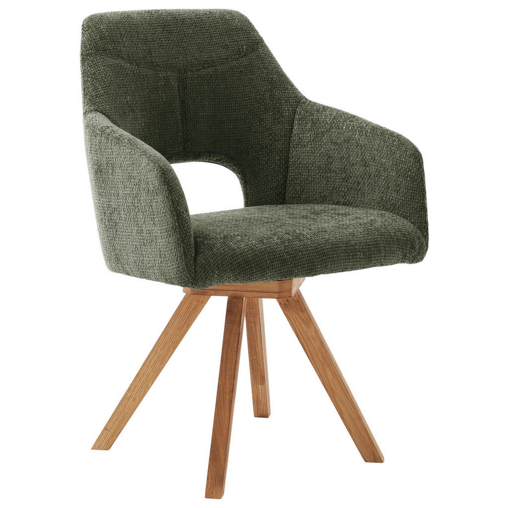 Voleo STOLIČKA S PODRÚČKAMI, tkaná textília, olivovozelená, divoký dub.