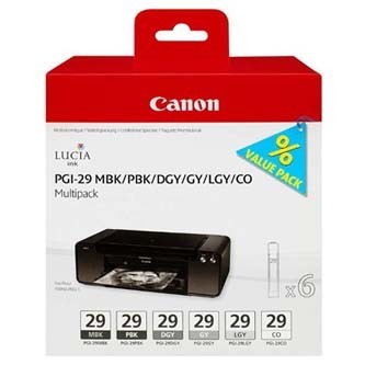 Canon PGI-29 4868B018 multipack originálna cartridge.
Originálna cartridge = záruka priamo od výrobcu tlačiarne
100 % použitie v tlačiarni - spoľahlivá a bezproblémová tlač
Použitím originálnej náplne predlžujete životnosť tlačiarne
Overená špičková kvalita - jasný a čitateľný text, jemná grafika, kvalitnejšie obrázky
Použitie originálnej kazety ponúka rýchly a vysoký výkon a pritom stabilné výsledky = EFEKTÍVNA TLAČ
Jednoduchá inštalácia a údržba
Zabezpečujeme bezplatnú recykláciu originálnych náplní
Garancia Vašej spokojnosti s použitím našej originálnej náplne

Kód výrobcu: 4868B018