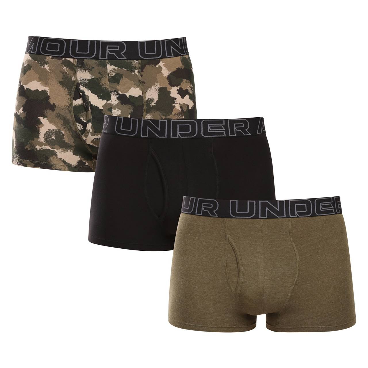 3PACK pánske boxerky Under Armour viacfarebné (1383892 391) XXL, trenky.
Zažite maximálny komfort s pánskymi boxerkami Under Armour, ktoré kombinujú moderný dizajn, pohodlný materiál a funkčný strih.
Vysoko kvalitný materiál pre celodenné pohodlie
Boxerky sú vyrobené z prémiovej zmesi bavlny, polyesteru a spandexu, ktorá kombinuje výhody prírodných a funkčných vlákien.
Moderný strih a funkčné detaily
Boxerky majú kratšie nohavice, ktoré poskytujú voľnosť pohybu bez vyhrňovania.
Prečo vyskúšať boxerky Under Armour

Pohodlný materiál – ľahký, pružný a odolný.
Kratšie nohavice a ergonomický strih pre voľnosť a pohodlie.
Štýlový tkaný elastický pás s logom Under Armour pre športovú eleganciu.

Spodná bielizeň Under Armour pre aktívny životný štýl
Značku Under Armour založil bývalý americký futbalista Kevin Plank, ktorý nebol spokojný so svojím športovým oblečením, ktoré sa ľahko spotilo a rozhodne nevoňalo príjemne.
Ako sa starať o boxerky Under Armour
Aby vaše obľúbené boxerky zostali dlho v skvelom stave, odporúčame dodržiavať tieto pokyny na údržbu.

Pranie: Prajte na 30 °C, ideálne naruby.
Sušenie: Nesušte v sušičke.
Žehlenie: Nežehlite.

 
Tip: Nájdenie správneho kusu spodnej bielizne, ktorý vám perfektne sedí, môže byť niekedy náročné.