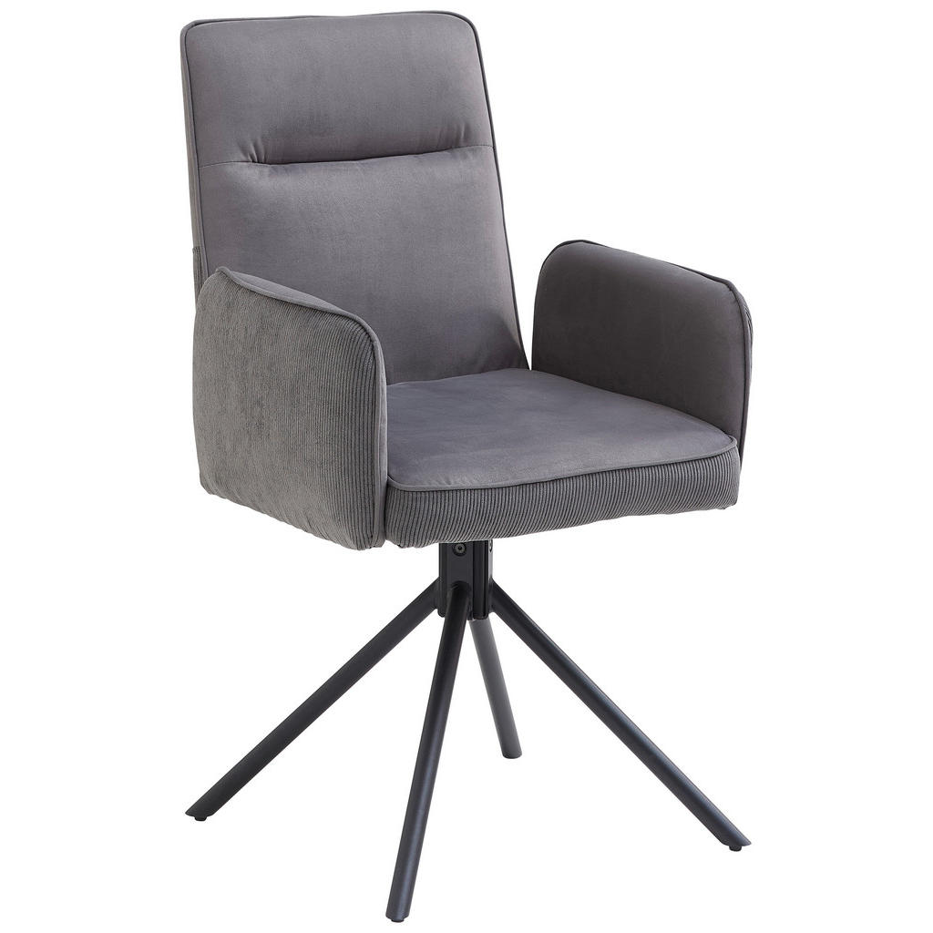 MID.YOU STOLIČKA S PODRÚČKAMI, kord, zamat, sivá, čierna.