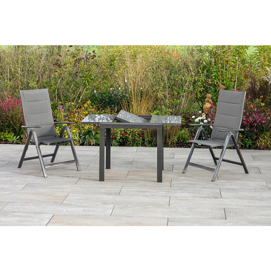 Gardenson ZÁHRADNÝ STÔL, kov, sklo, 80-120/75,5/70 cm80-120/75,5/70 cm.