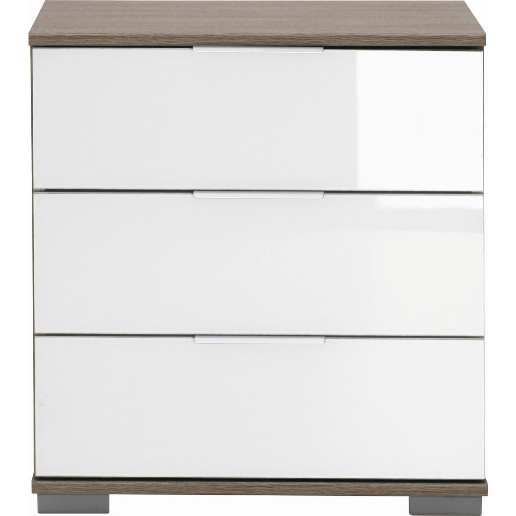 Carryhome NOČNÝ STOLÍK, biela, farba duba, 52/58/38 cm.