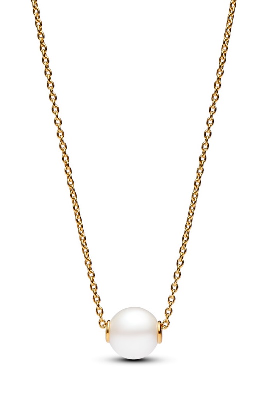 Pandora Pozlátený náhrdelník so sladkovodnou perlou Shine Timeless 363167C01-45.
