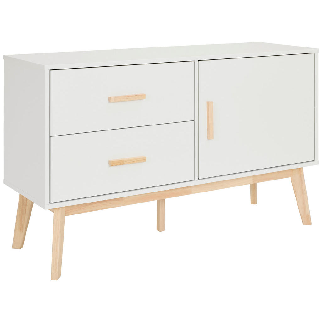 MID.YOU ŠIROKÁ KOMODA, kaučukové drevo, prírodná farba, biela,.