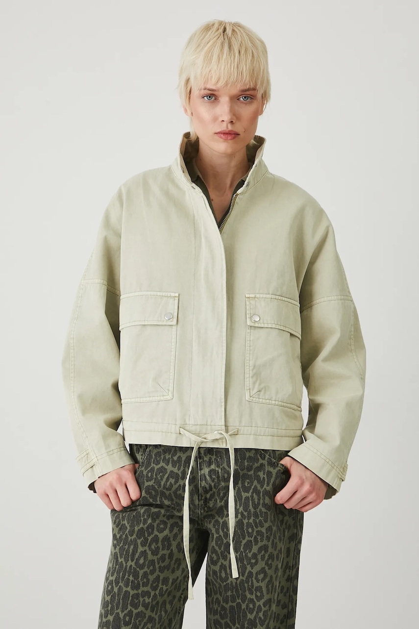 Bavlnená bunda typu bomber Medicine dámska, zelená farba, prechodná, oversize.