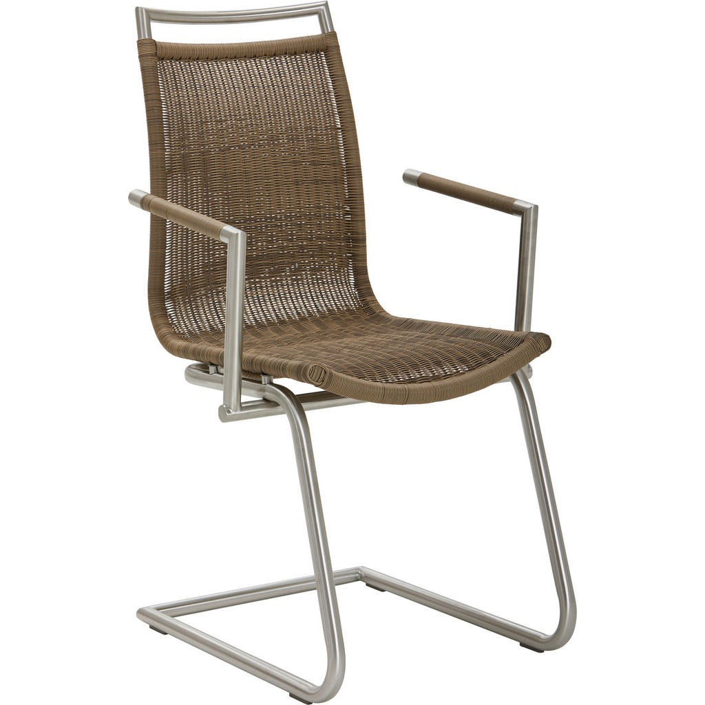 Valdera STOLIČKA S PODRÚČKAMI, ušľachtilá oceľ, oceľ, svetlohnedá.