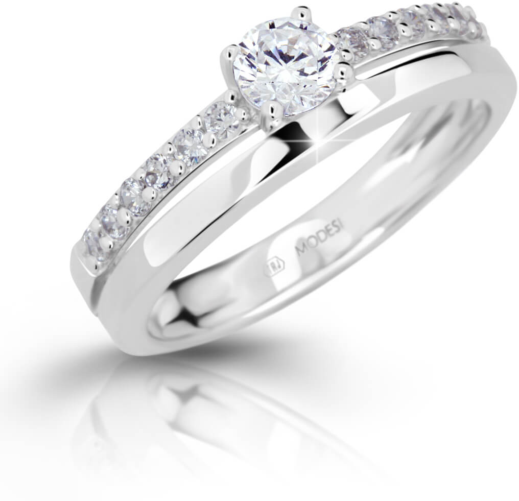 Modesi Slušivý prsteň so zirkónmi M11102 53 mm.