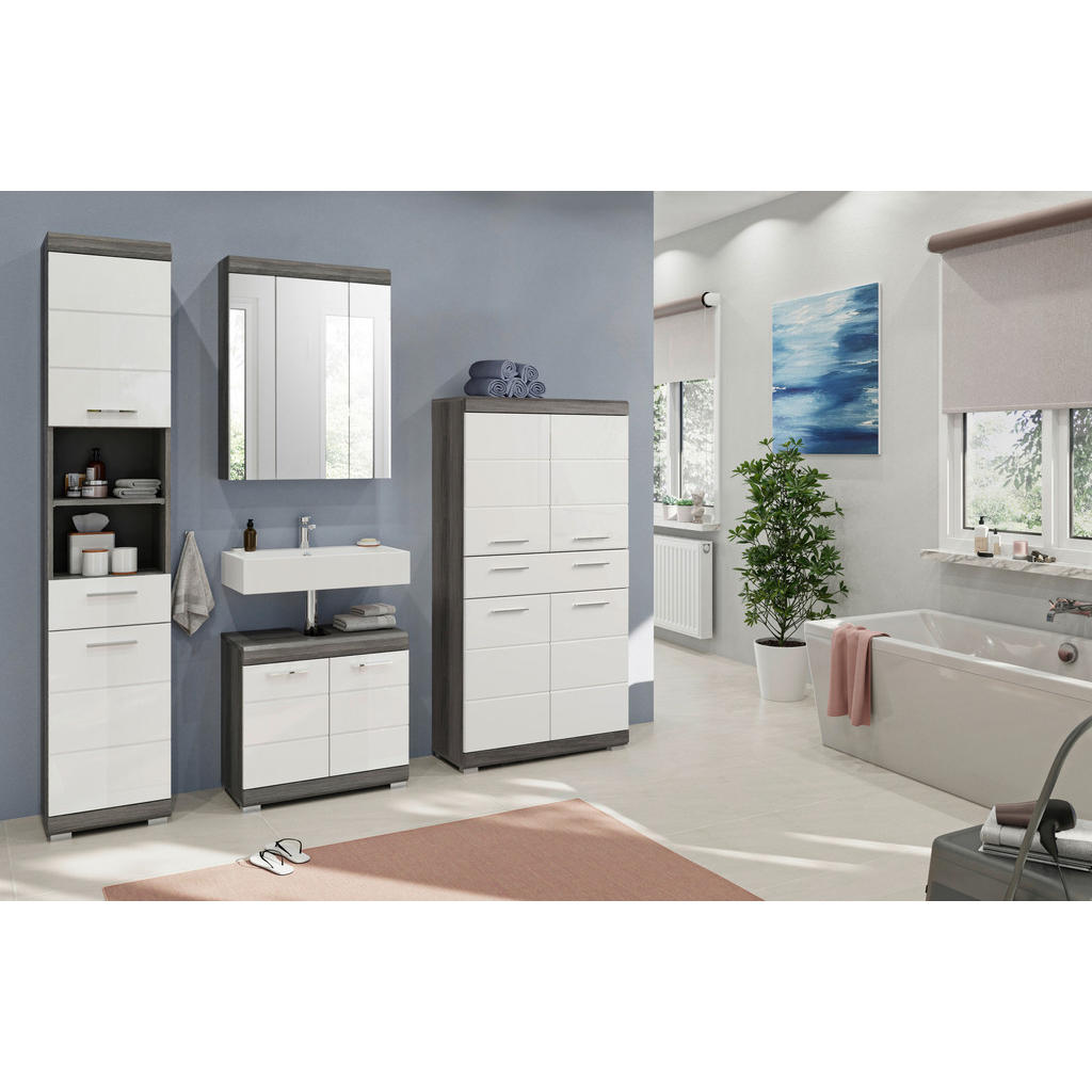 MID.YOU KÚPEĽŇA sivá, biela s vysokým leskom.