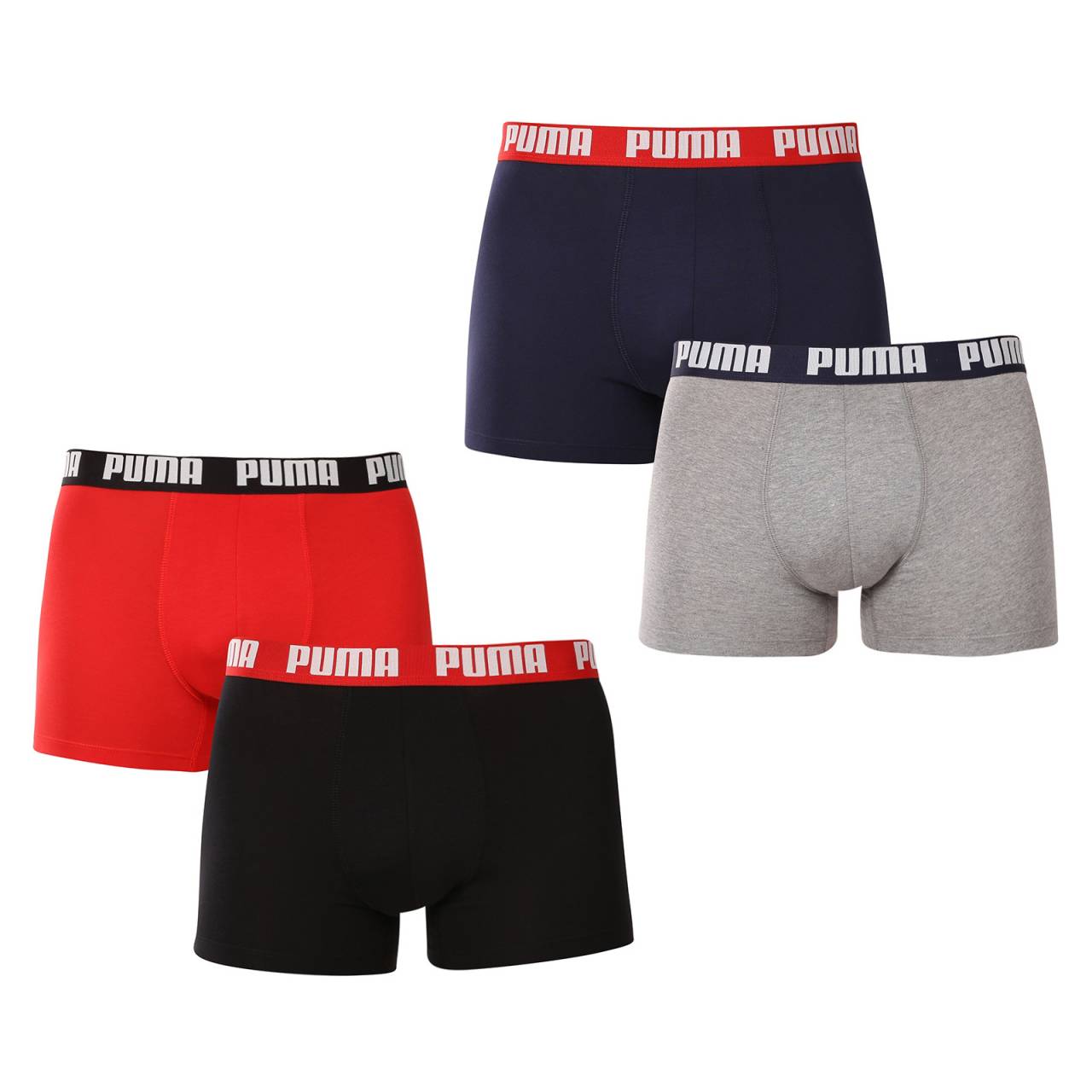 4PACK Herren Klassische Boxershorts Puma mehrfarbig (701227791 003) S.
Genieße die perfekte Kombination aus Komfort und modernem Stil mit den Puma Herren-Boxershorts.
Hochwertiges Material, das Sie nicht im Stich lässt
Die Boxershorts sind aus einer hochwertigen Baumwollmischung mit einem Hauch von Elastan gefertigt, was ihre Weichheit, Atmungsaktivität und Flexibilität garantiert.
Modernes Design und präziser Schnitt für das tägliche Tragen
Das zeitlose, farbenfrohe Design findet seinen Platz in der Garderobe eines jeden stilvollen Mannes.
Warum Puma Boxershorts kaufen

Elegantes und modernes Design: Der minimalistische Look mit bequemem Gummibund verleiht den Boxershorts einen eleganten Stil, der für jeden Mann geeignet ist.
Hochwertiges Material: Eine Mischung aus Baumwolle und Elastan sorgt für Weichheit, Atmungsaktivität und Strapazierfähigkeit, so dass sich die Boxershorts perfekt an Ihren Körper anpassen und lange halten.
Präziser Schnitt und perfekter Halt: Längere Beine sorgen für ausreichende Abdeckung und verhindern ein Scheuern der Oberschenkel.

Puma Unterwäsche passt nicht nur Sportlern
Die Marke Puma ist weltweit für ihre Bekleidung und Unterwäsche bekannt, die von berühmten Sportlern getragen wird.
So pflegen Sie Ihre Puma Boxershorts
Um sicherzustellen, dass Ihre neuen Boxershorts lange halten, empfehlen wir Ihnen, die folgenden Richtlinien zu befolgen.

Wäscherei: Um die Qualität des Materials zu erhalten, empfehlen wir eine Waschtemperatur von maximal 40 °C.
Bügeln: Nicht bügeln, um die elastischen Fasern nicht zu beschädigen.
Trocknen: Es wird nicht empfohlen, einen Wäschetrockner zu benutzen, damit die Boxershorts nicht ihre Elastizität und Form verlieren.

Tip: Die Suche nach Ihrer Lieblingsunterwäsche kann sehr langwierig sein, deshalb möchten wir, dass Ihre Lieblingsstücke lange halten.