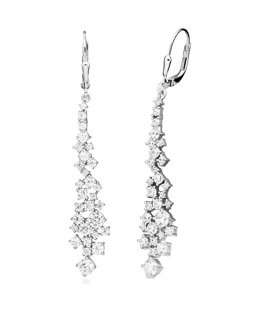 Silver Cat Elegantné visiace náušnice s kubickými zirkónmi Classics SC614.