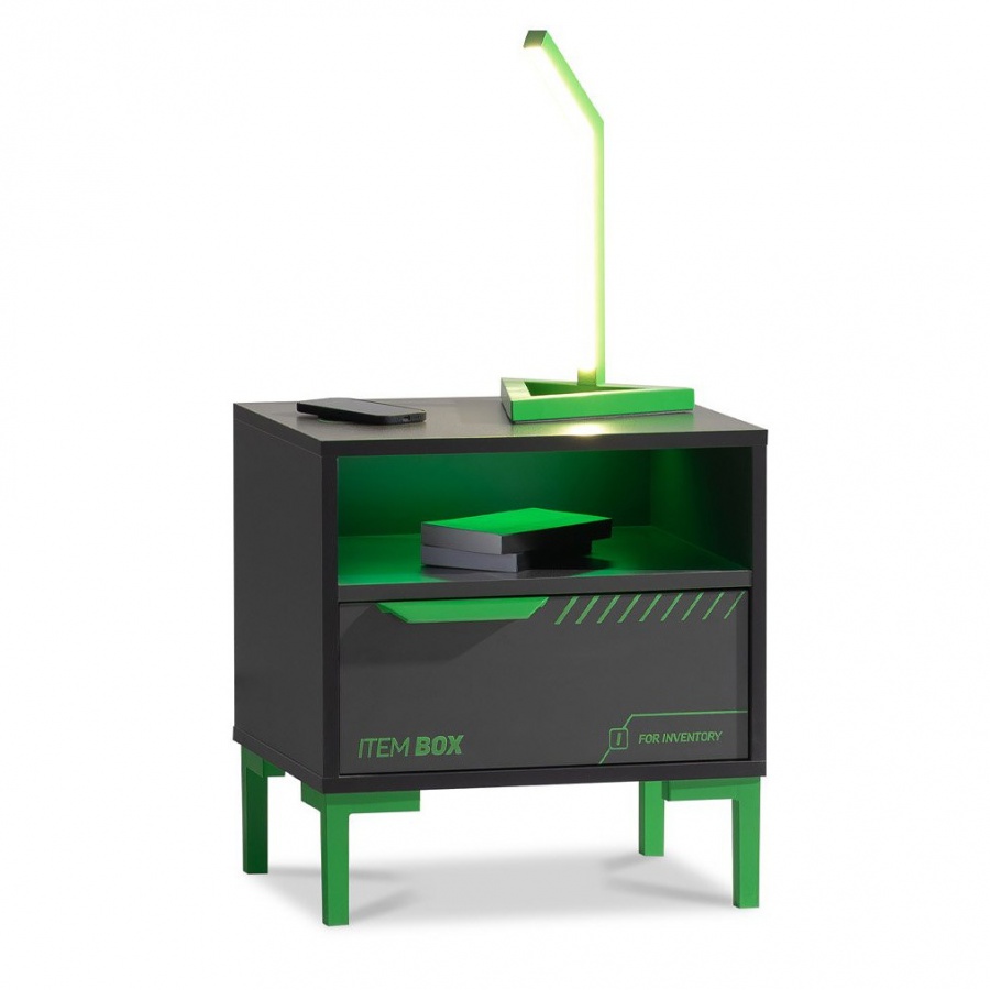 Nočný stolík s bezdrôtovou nabíjacou stanicou diego - čierna, zelená.

 

Povrchy sú potlačené UV lakom, čo ich robí odolnými voči vode a vyblednutiu.

 

Zelená kovová rukoväť je nielen odolná, ale aj zdravotne nezávadná, a to isté platí aj pre 15 cm vysoké ABS nožičky.

 

Rozmery nočného stolíka Diego sú 51x54x40 cm (š,v,h).

 

Ďalšie produkty z kolekcie Diego aj podobné produkty nájdete v súvisiacich produktoch nižšie.