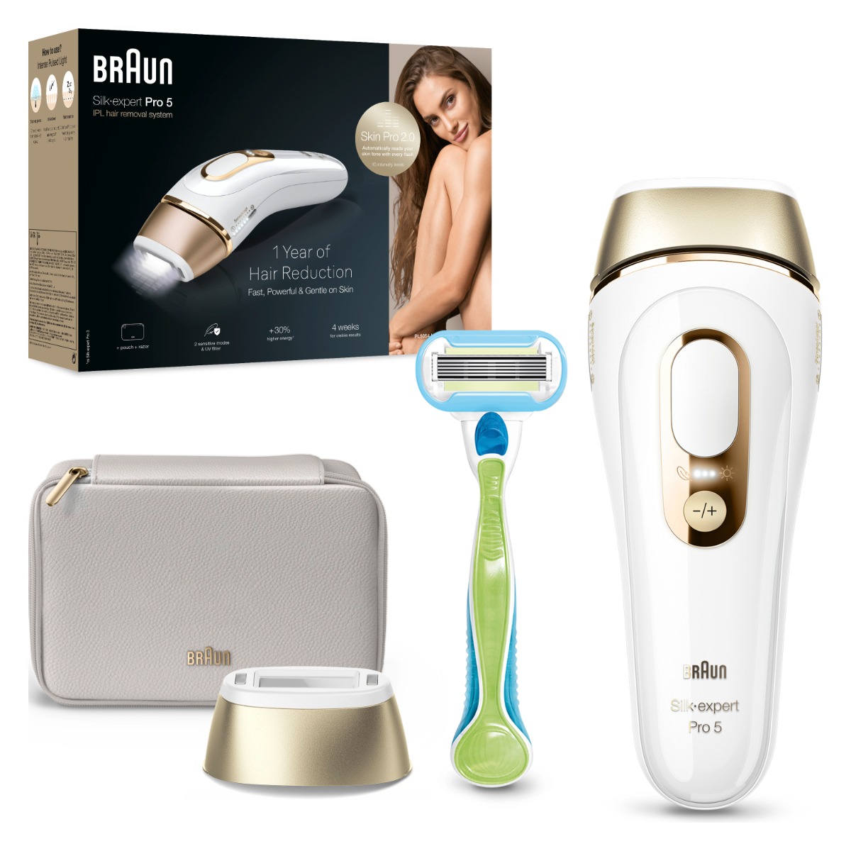 Braun IPL Silk·expert Pro 5, Odstraňovanie Chĺpkov v Pohodlí Domova, S Puzdro, 1 Hlavica, PL5052.