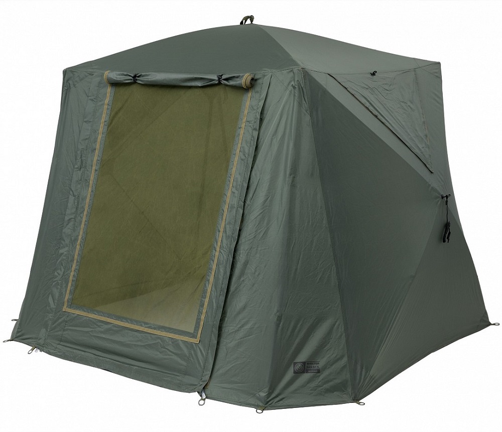 Mivardi bivak shelter quick set xl.
 Dverové okno 95x122cm + 3x bočné okno 80x70x70cm 
 Transportný rozmer: 127 x 22 cm 
 Vodný stĺpec: 5000 mm