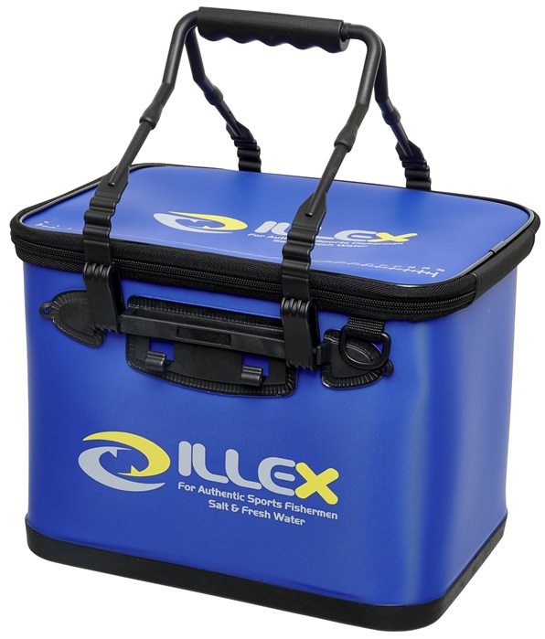 Illex nepromokavý box bakkan boat 40 modrá.
 Vlastnosti: •Pevná taška zo 100% nepremokavého a odolného EVA materiálu s hrúbkou 1,2 mm •Ohybné veko na zips s natlačeným metrom s dĺžkou 35 cm •Vnútorný golier na zavesenie nástrah •D-krúžok •Zosilnené uši na prenášanie •Protišmyková úprava dna