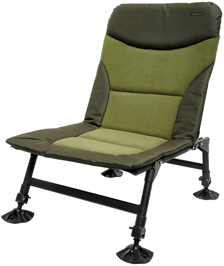 Starbaits kreslo compact chair.
 Šírka sedadla 50 cm, hĺbka sedadla 40 cm, šírka operadla 50 cm, výška operadla 57 cm, výška nôh 28-38 cm, váha 4,1 kg.