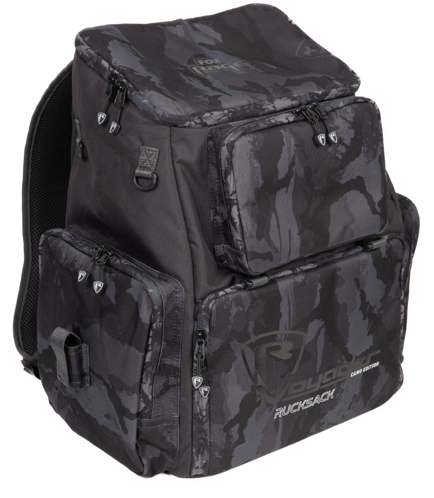 Fox rage batoh camo voyager rucksack.
 Vlastnosti: •Štedrý úložný priestor: na všetky vaše nástrahy, náradie a príslušenstvo, všetko usporiadané pre ničím nerušený rybolov.