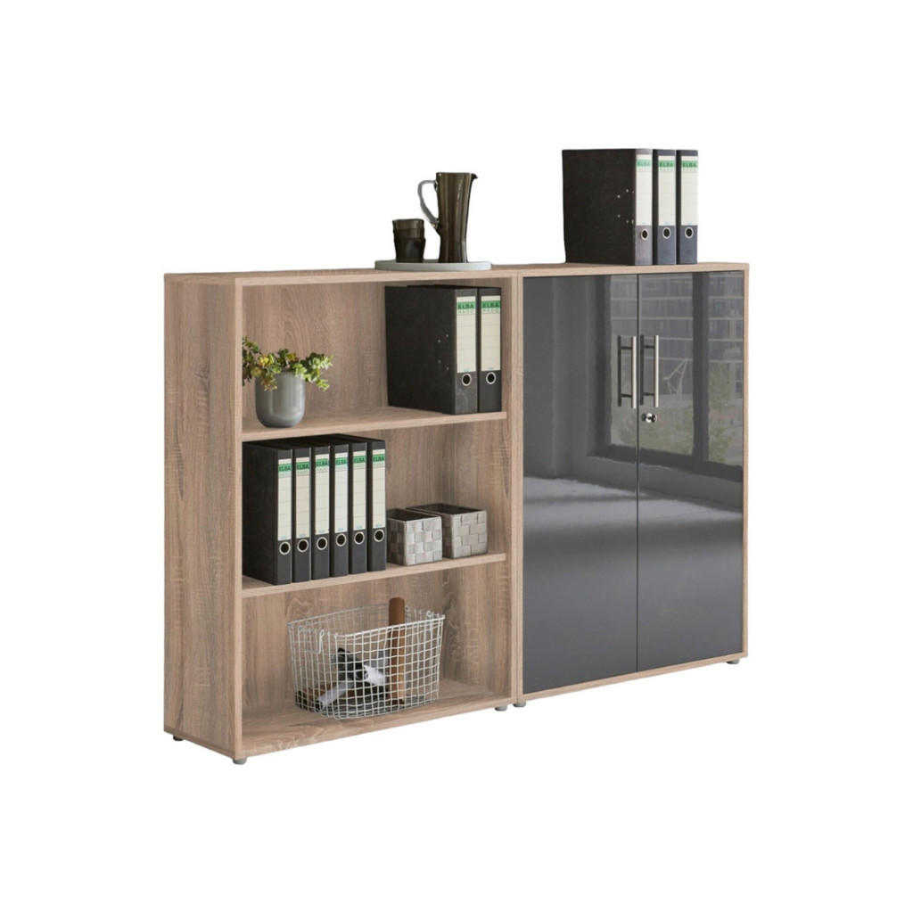 MID.YOU SKRINKA NA DOKUMENTY, dub sonoma, antracitová s vysokým leskom, 168,8/113,6/33 cm.