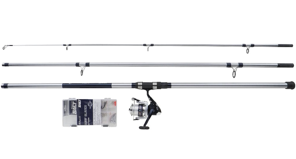 Shakespeare prút salt surf slayer combo set 3,6 m 4-6 oz.
 • Silný grafitový navijak s už plne navinutým vlascom 
 • Prút zo sklených vlákien 
 • Očká s vložkami z oxidu titaničitého 
 • Krabička s koncovým vybavením: 2x montáž pre lov z pobrežia, 2x 3oz záťaž, 5x háčik, 5x korálik, 5x obratlík a 5x obratlík s karabínkou