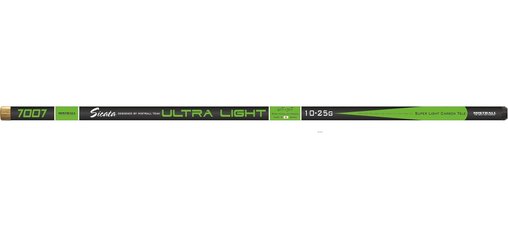 Mistrall bič sicata pole ultra light 8 m 10-25 g.
 •Dĺžka: 8 metrov •Odhod:10-25 g •Hmotnosť: 305 g •Japonský carbon •Počet dielov: 8 •Prepravná dĺžka: 141 cm
