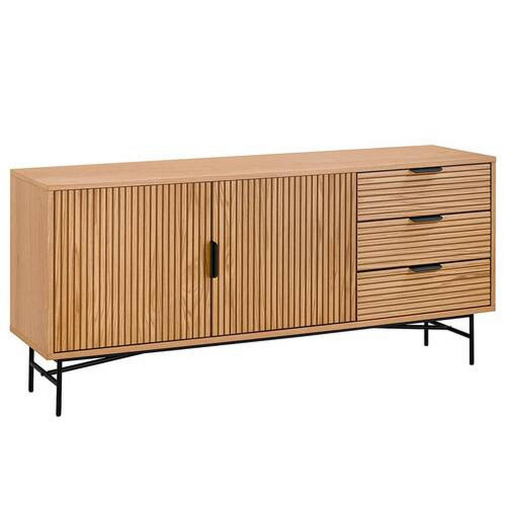 home24 ŠIROKÁ KOMODA, dub, čierna, farba duba, 160/75/40 cm.