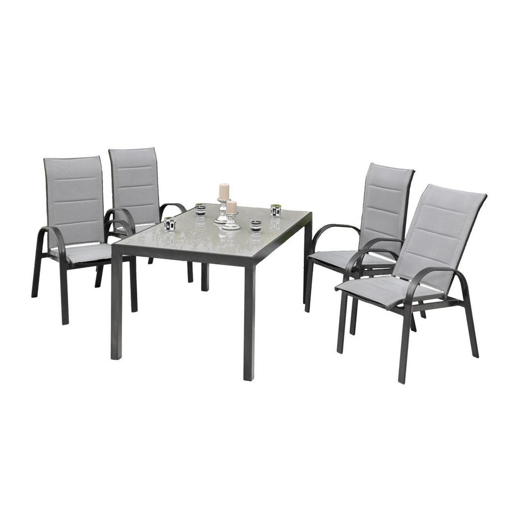 Gardenson SÚPRAVA ZÁHRADNÉHO NÁBYTKU 5-dielne, kov, sklo, textil.