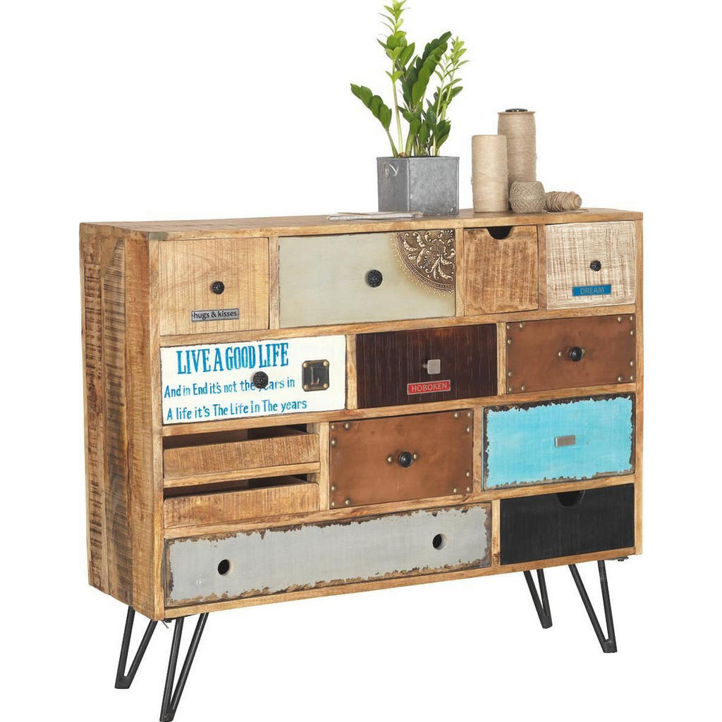 Landscape KOMODA, mangové drevo, viacfarebná, 115/95/35 cm.