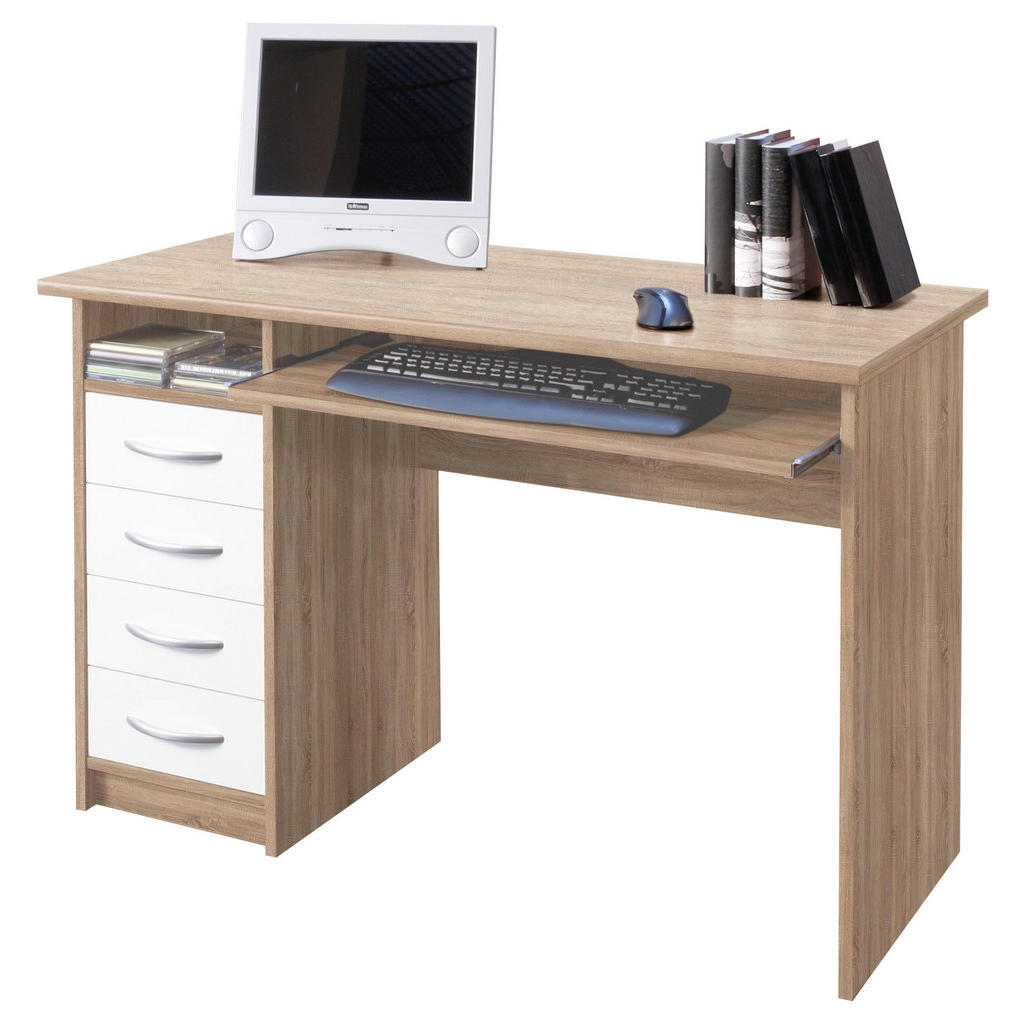 Livetastic PC STÔL, biela, dub sonoma, 110/75/55 cm.