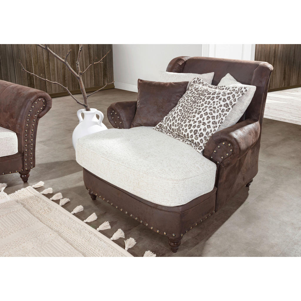 Landscape XXL KRESLO, textil, tmavohnedá, béžová.